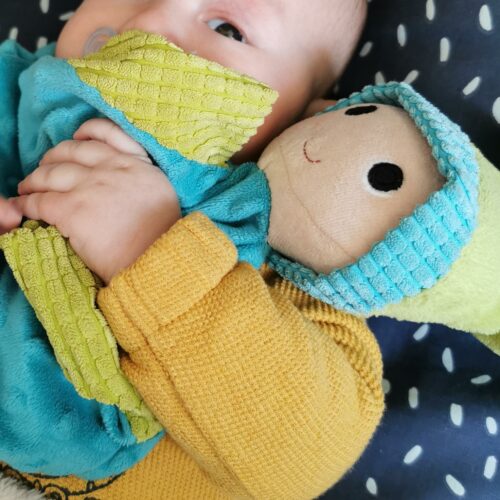 doudou lutin patati avec bébé 2 pommes et un mammouth