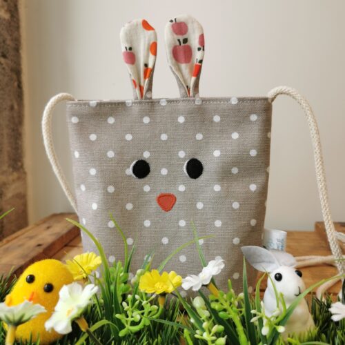 sac en bandoulière enfant lapin, sac de Pâques, sac pour petite fille , sac lapin, made in France, fabrication artisanale