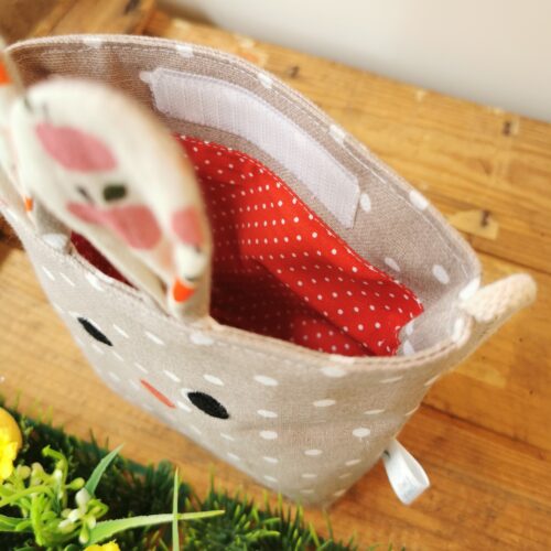 sac en bandoulière enfant lapin, sac de Pâques, sac pour petite fille , sac lapin, made in France, fabrication artisanale